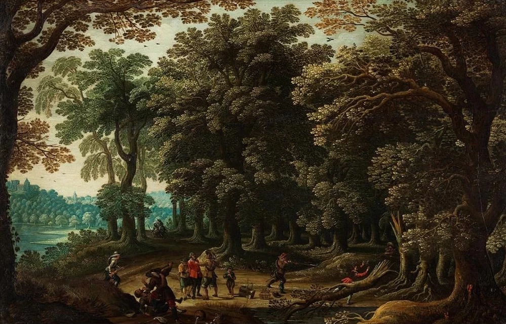 David Ryckaert III - Scena di caccia in un bosco